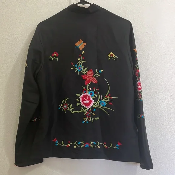 Sophie Chang Studio Embroidered Silk Reversible Kimono Jacket - Picture 1 of 16